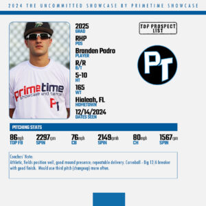 pt showcase, primetime, uncommitted showcase, florida baseball